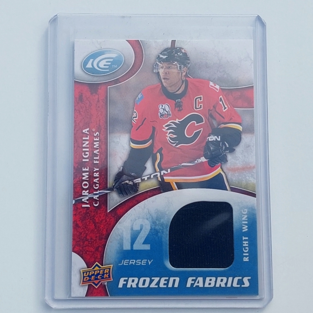 Jarome Iginla Upper Deck Game Worn Frozen Fabrics Jersey Card Calgary Flames HOF